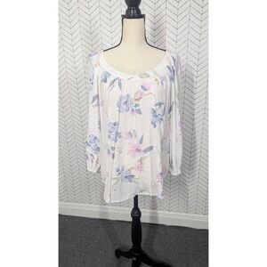 Lauren Conrad Blouse Large Floral Pastel Boho Cottagecore Coquette Romantic